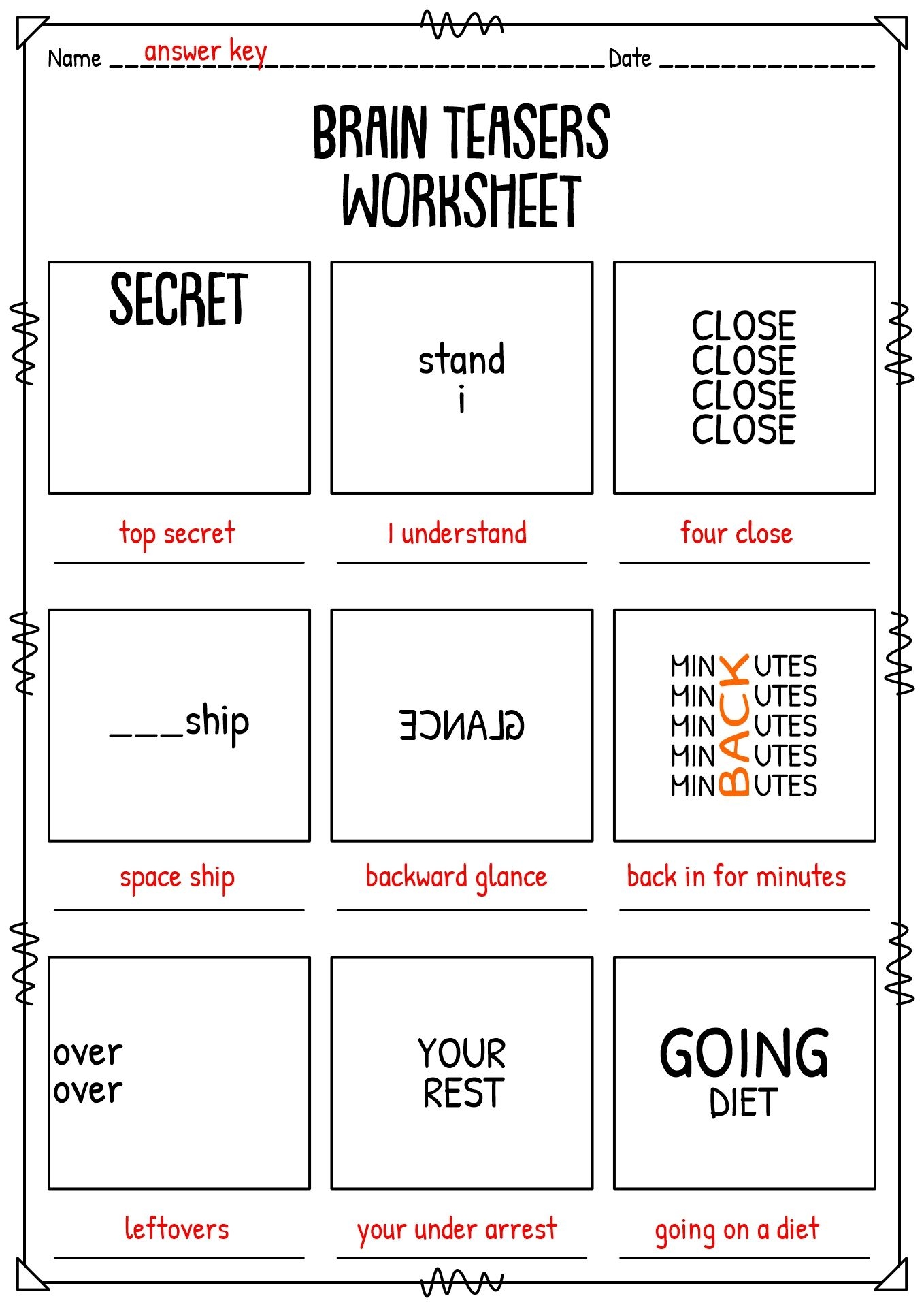First Grade Brain Teasers Printable
