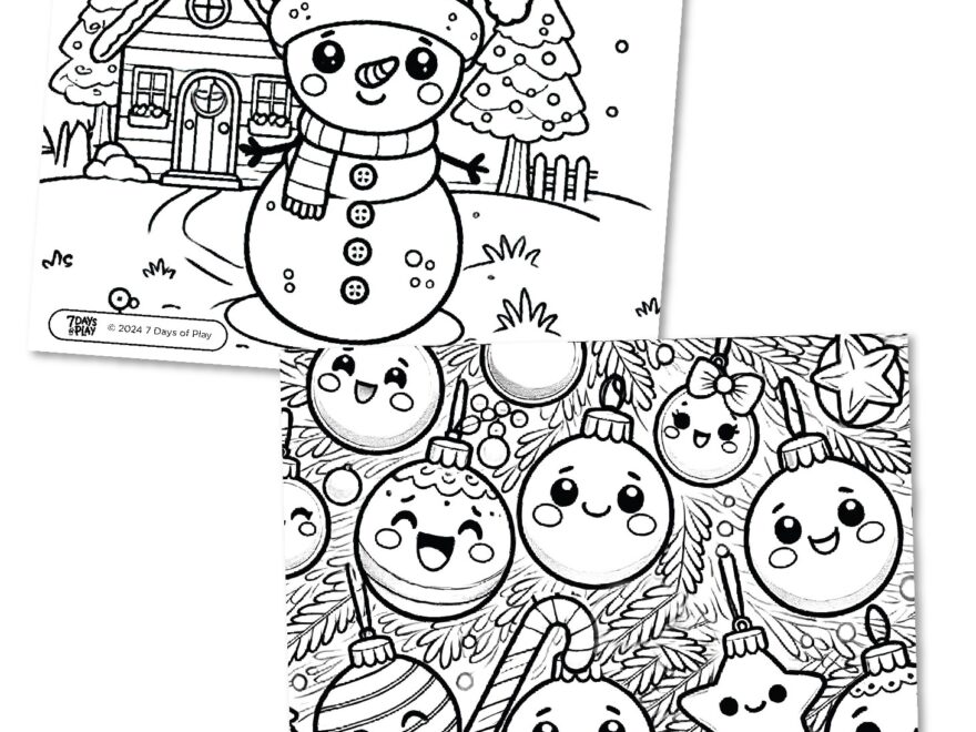 20 Christmas Themed Coloring Pages Printable 7 Days Of Play