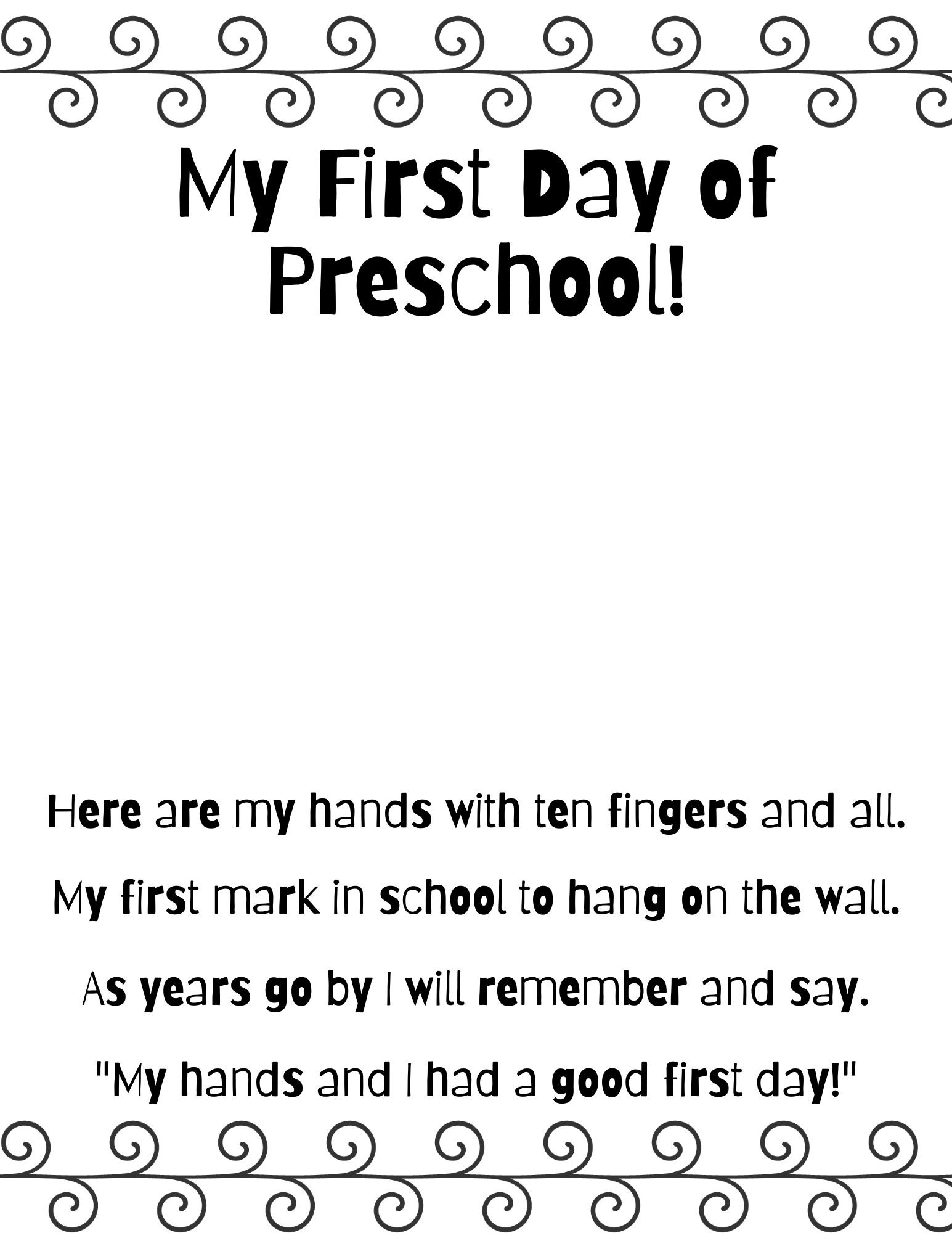 All About Me Preschool Worksheet First Day Of Preschool Handprint Poem Preschool Fun Fact Printable Mom And Dad Preschool Poem Etsy