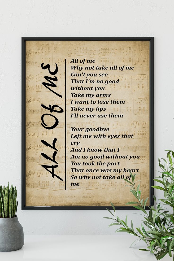 All Of Me Song Lyrics Print