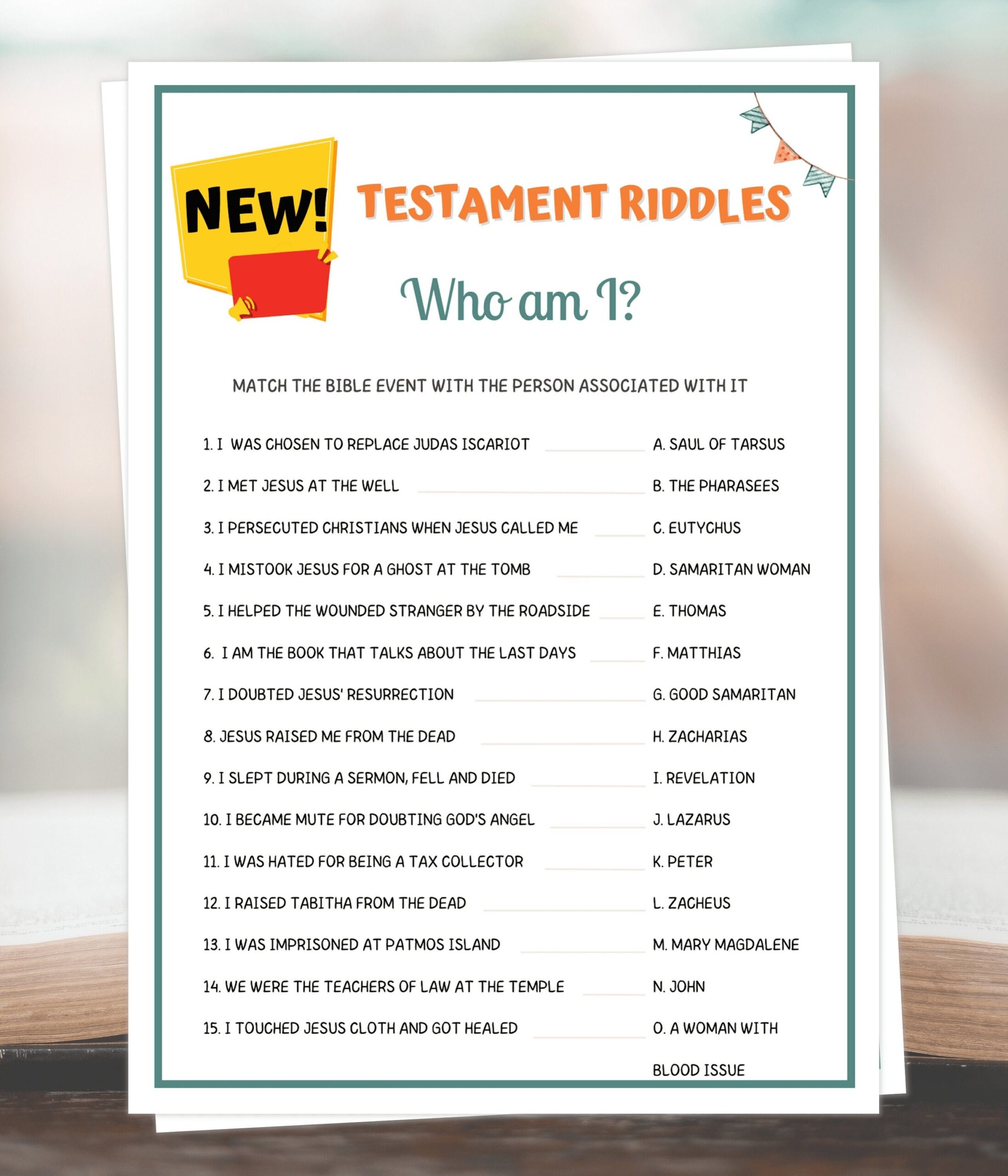 Bible Games New Testament Who Am I Riddles For Kids Printable Bible Riddles Bible Riddles For Kids Etsy