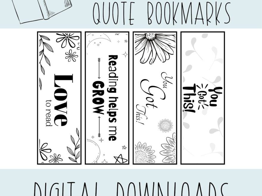 Black And White Printable Bookmarks Book Lovers Bookmarks Minimalist Bookmarks Printable Motivational Reading Accessories Etsy