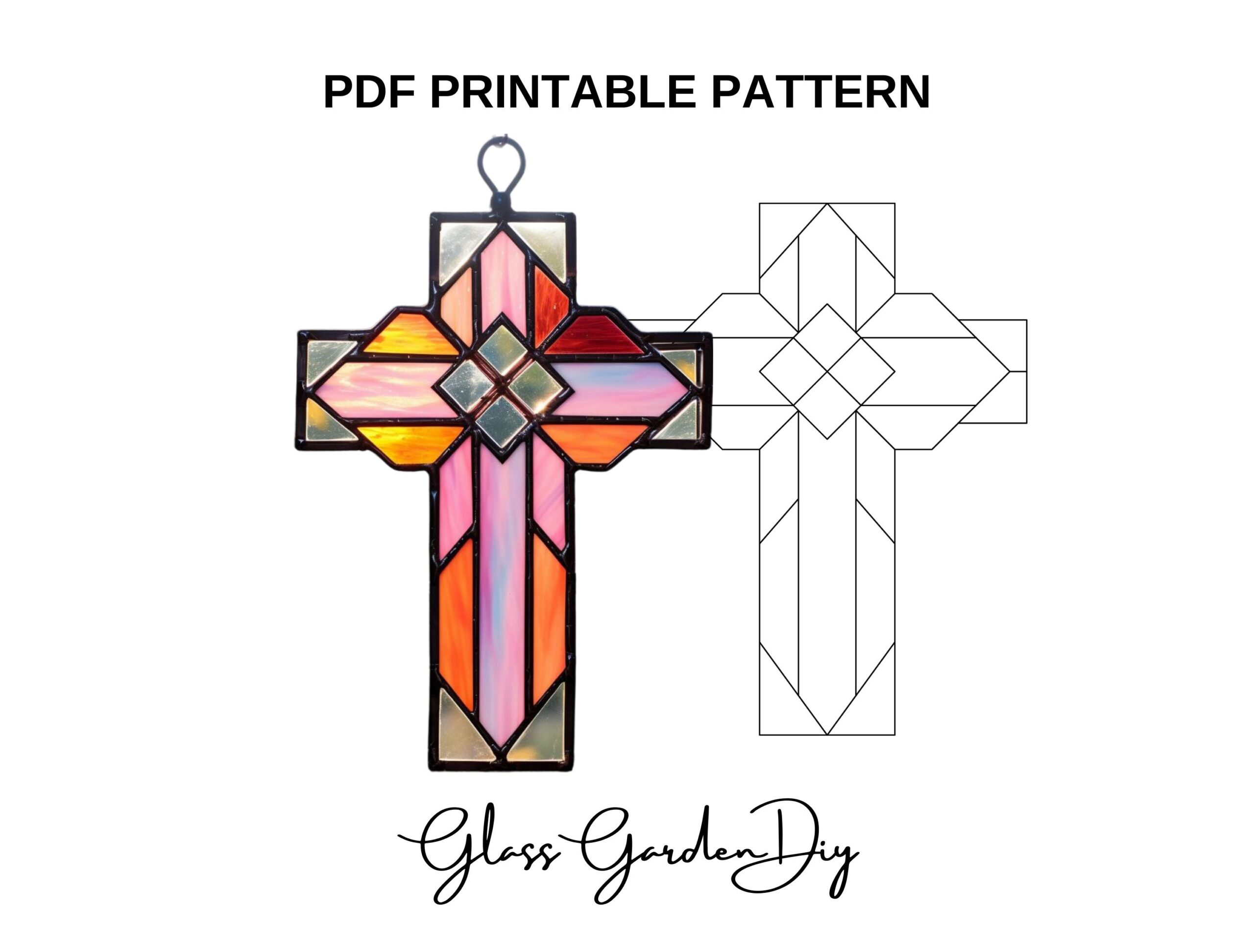 Cross Christian Symbol Ornament Stained Glass Pattern PDF PNG Printable Digital Download Etsy
