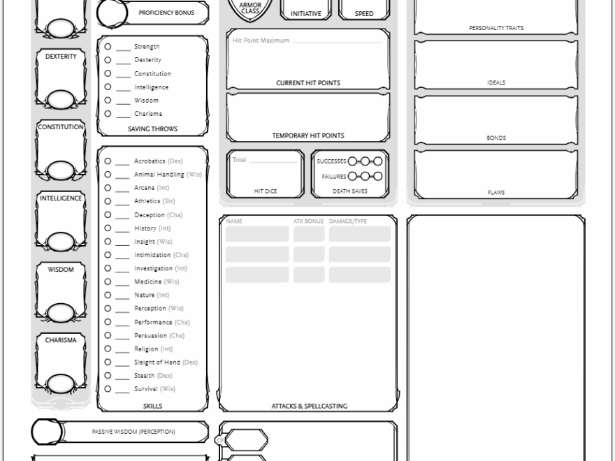 D D 5E Character Sheet Editable Printable Fillable PDF D D 5e Character Sheets
