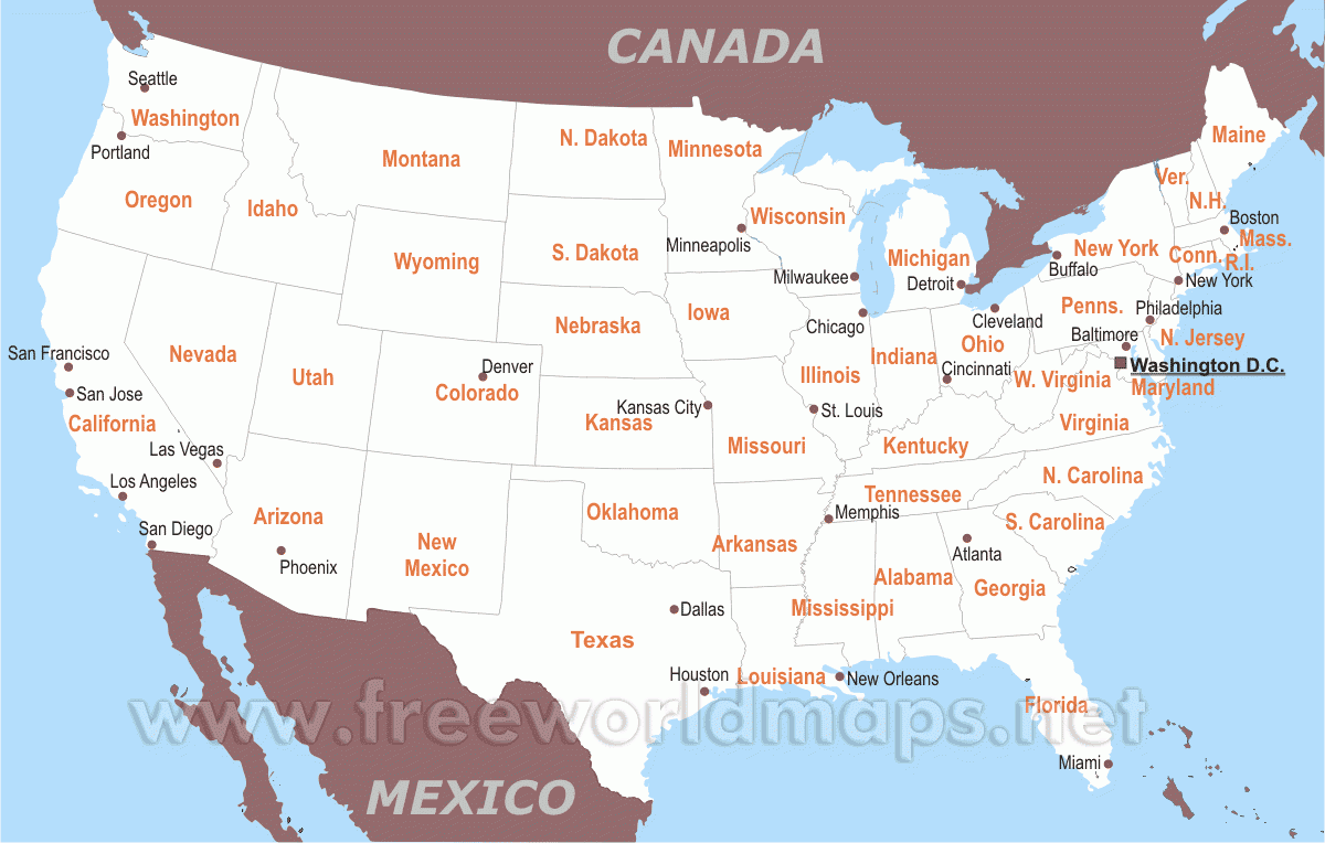 Free Printable Us Map With States And Capitals