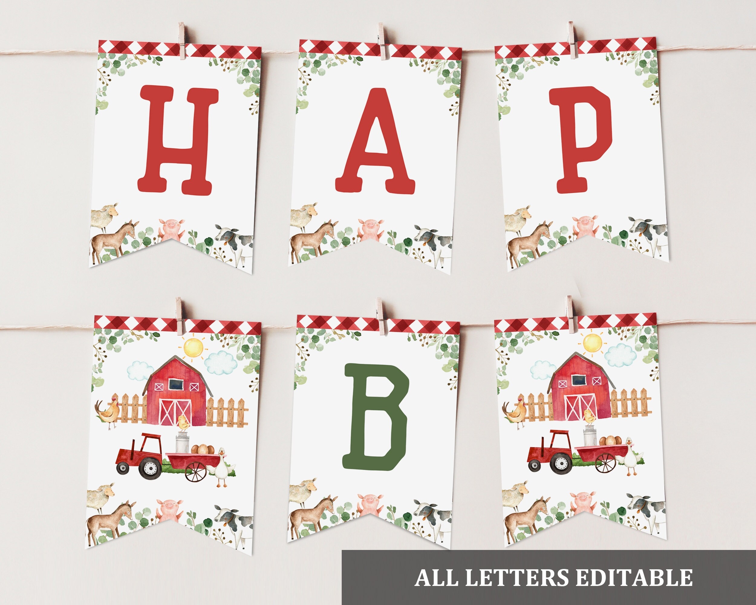Free Printable Farm Birthday Banner