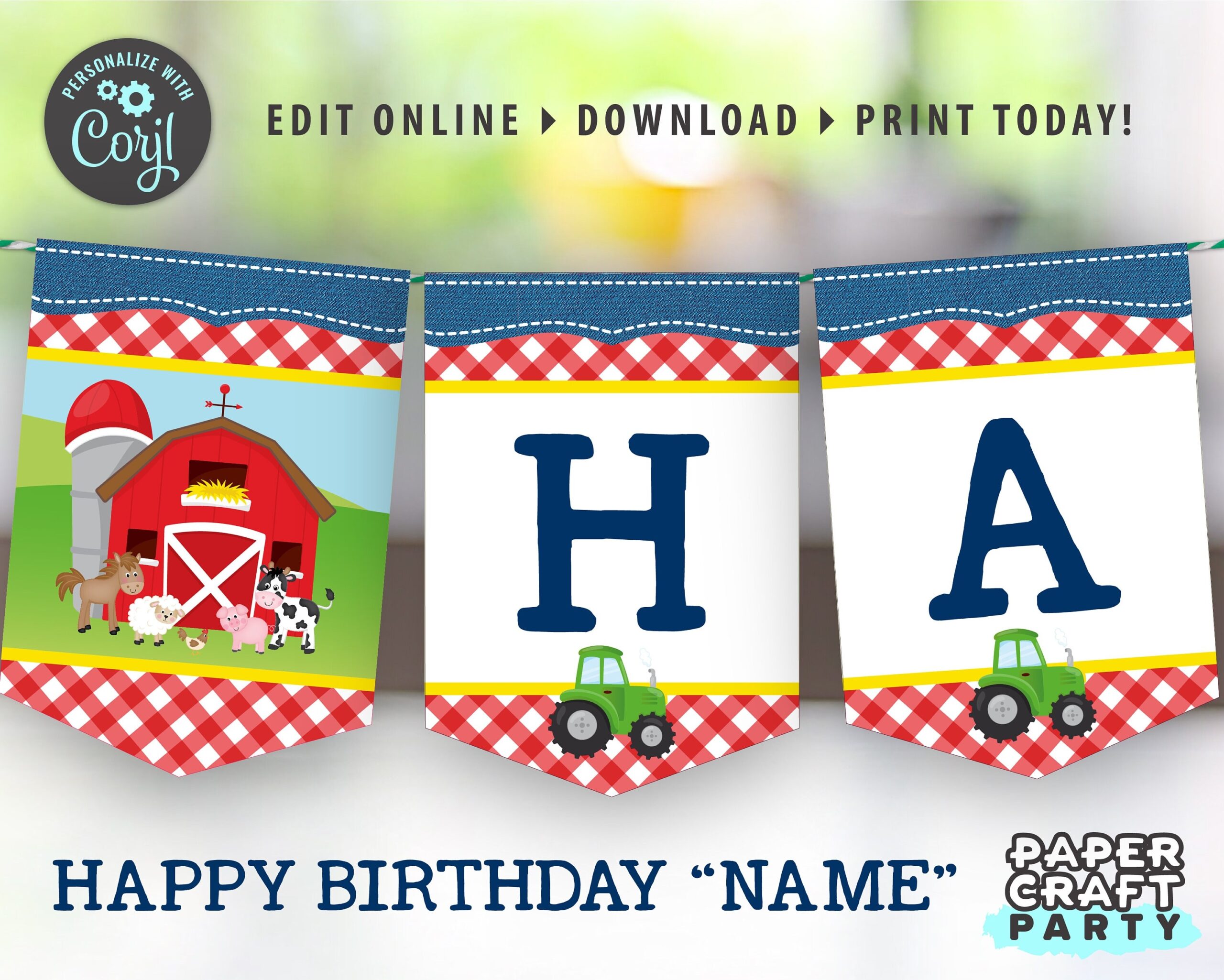 Farm Printable Birthday Banner Edit Online Download Today With Free Corjl 0044 Etsy