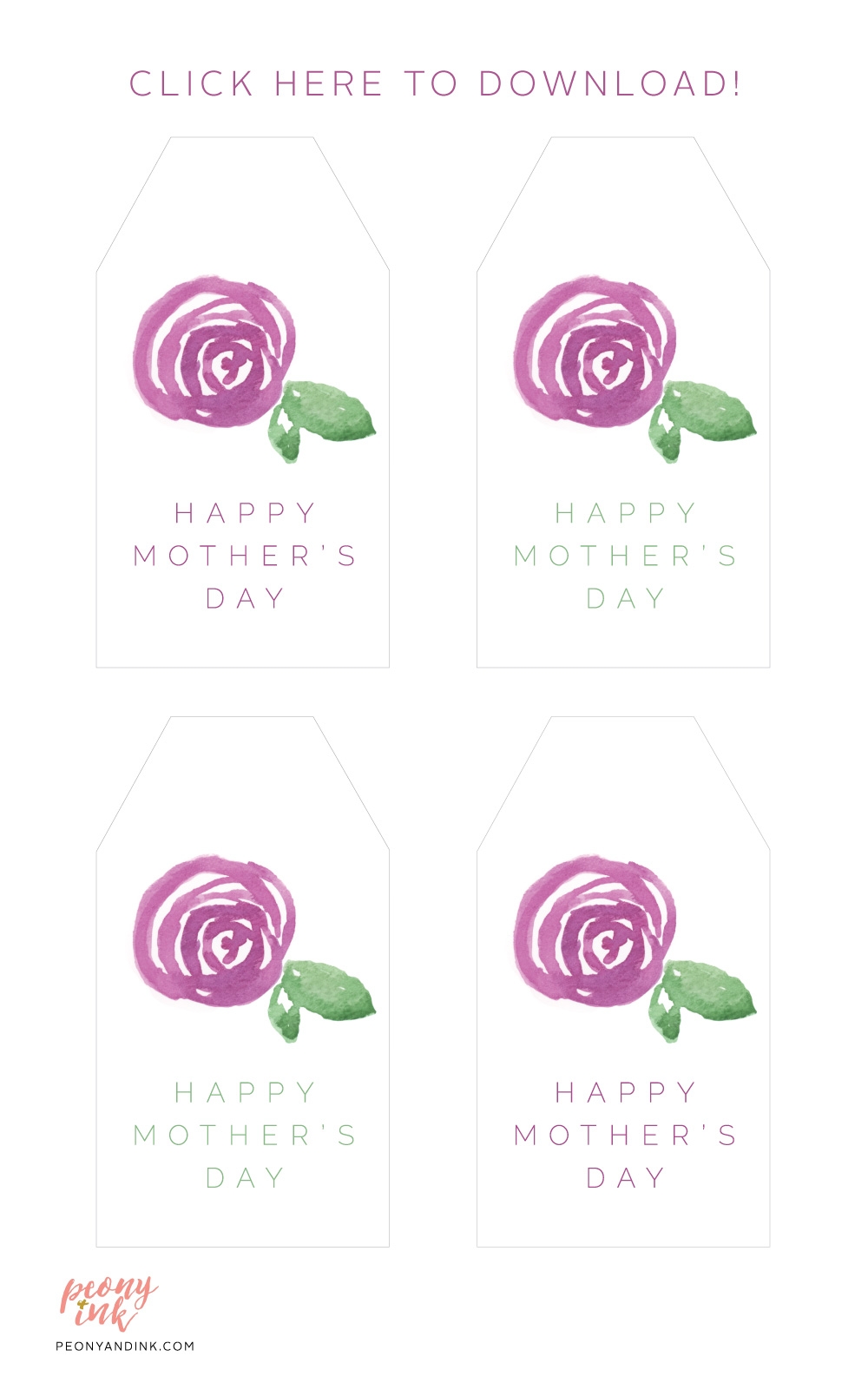 Free Download Printable Mother s Day Gift Tags Peony Ink