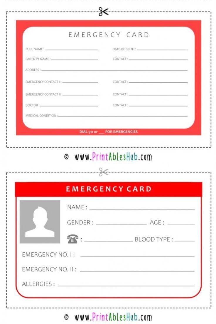 Printable Medical Id Wallet Card