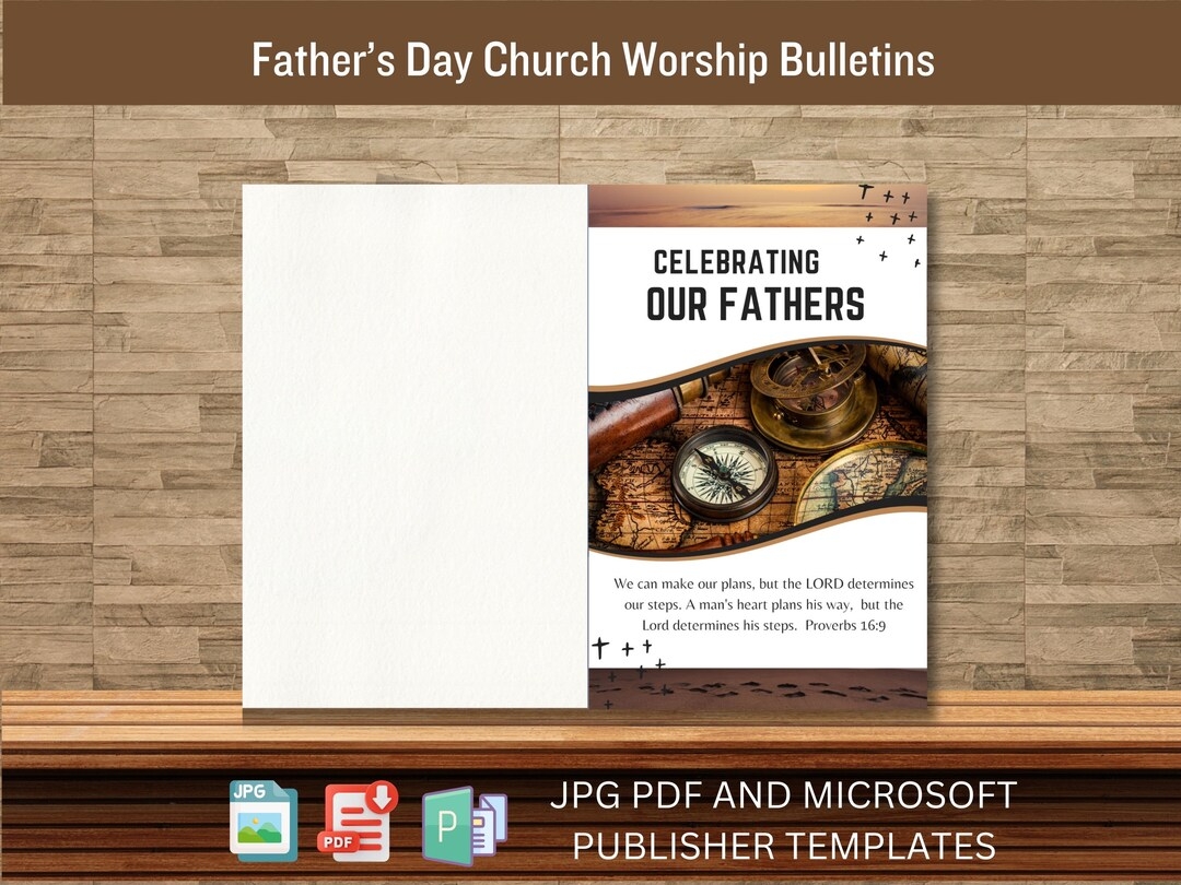 Happy Fathers Day Church Bulletin Cover Template Worship For Religious Services And Events Digital Clipart Supplies Proverbs 16 9 Etsy