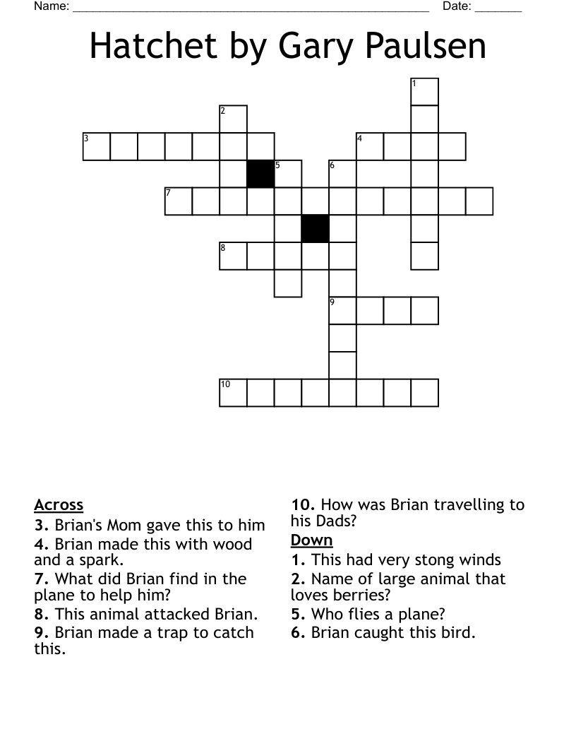 Hatchet By Gary Paulsen Crossword WordMint