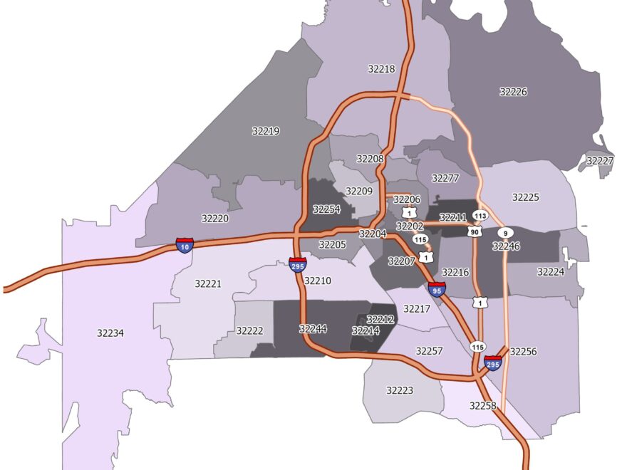 Jacksonville Zip Code Map GIS Geography