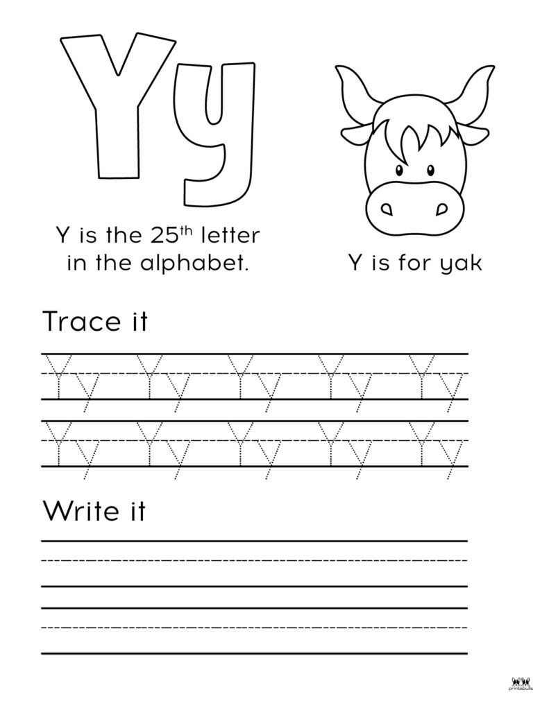 Free Printable Lessons For The Letter Y