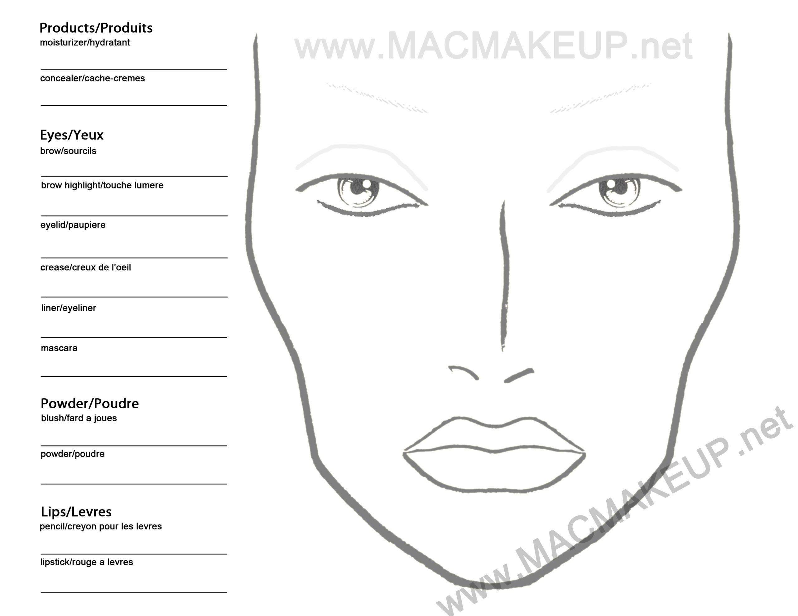 MAC Makeup MAC Cosmetics Eyeshadow Combinations MAC Cosmetics Discontinued Items Blank MAC Face Chart MAC Makeup Combos More