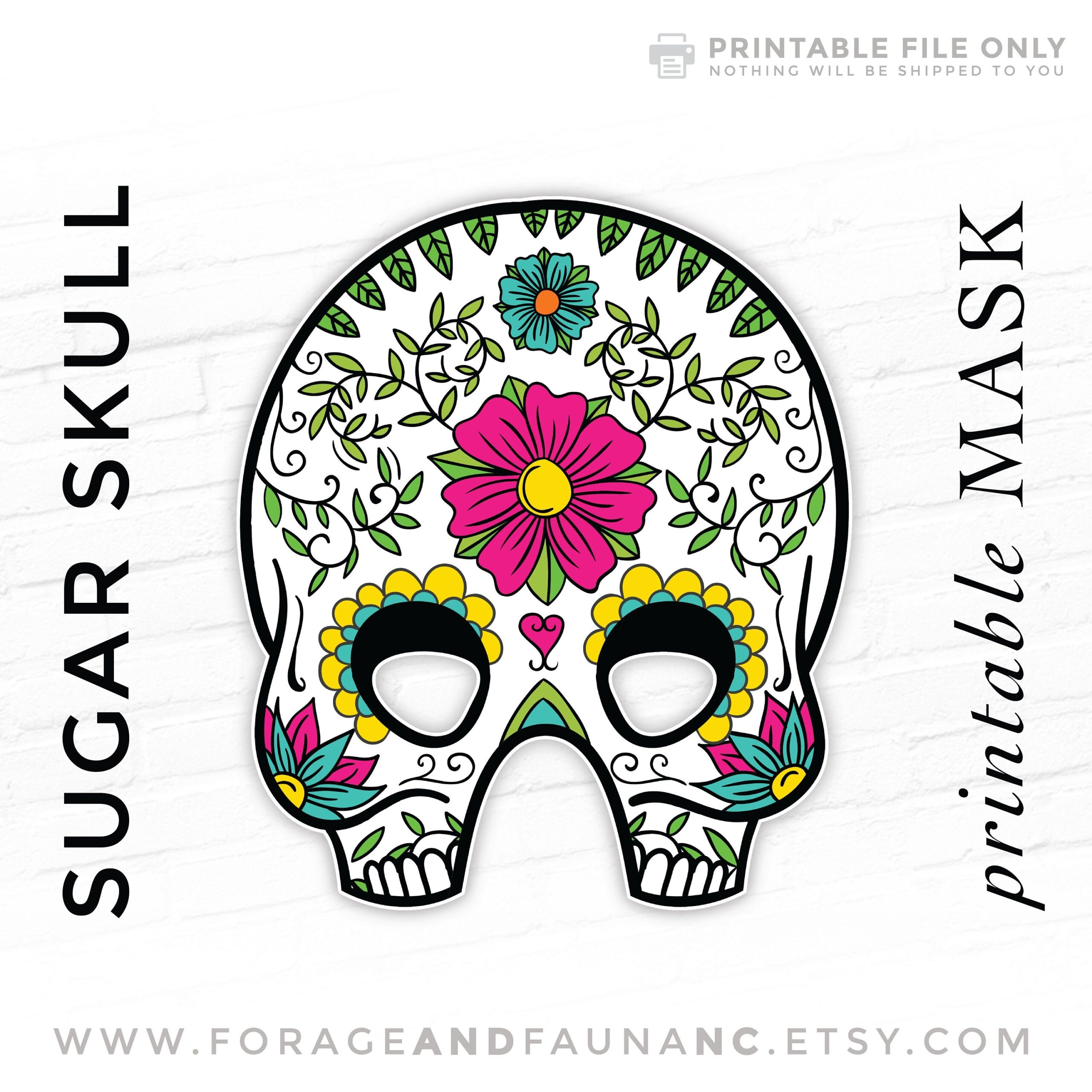 Mexican Sugar Skull Calavera Day Of The Dead Printable Halloween Costume Face Mask D a De Los Muertos All Souls Day Decorative Skull Mask Etsy Australia
