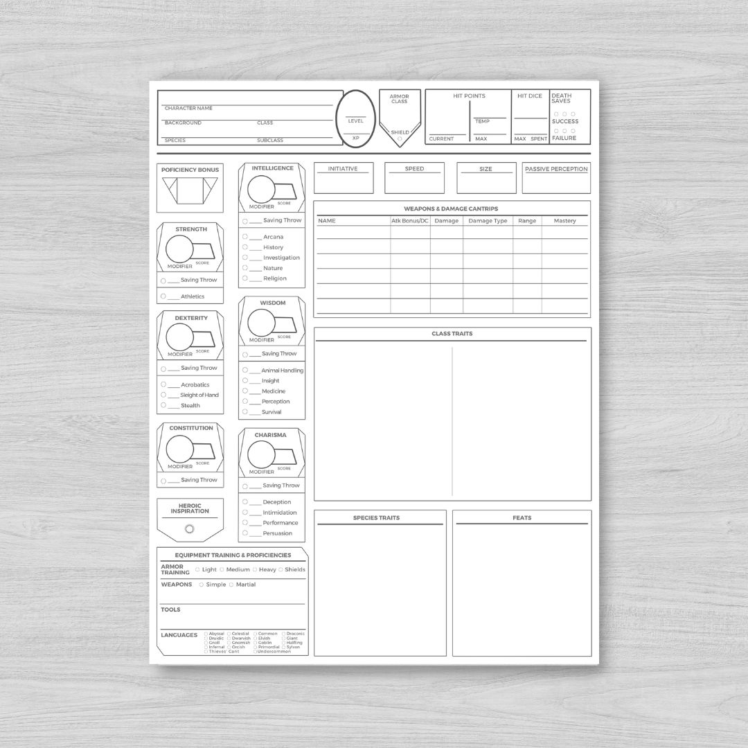 D&D 5E Character Sheets Printable