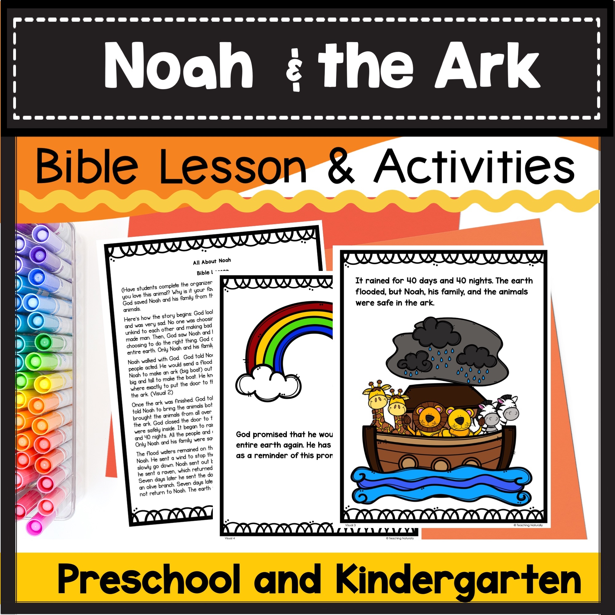 Noah s Ark Bible Lesson With Visuals Mini book And Sequence Cut And Paste Made By Teachers