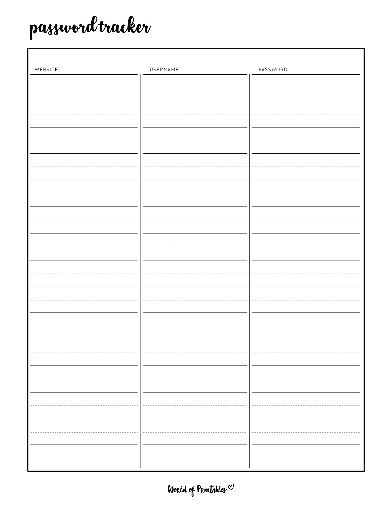 Password Logs 25 Free Password Templates World Of Printables