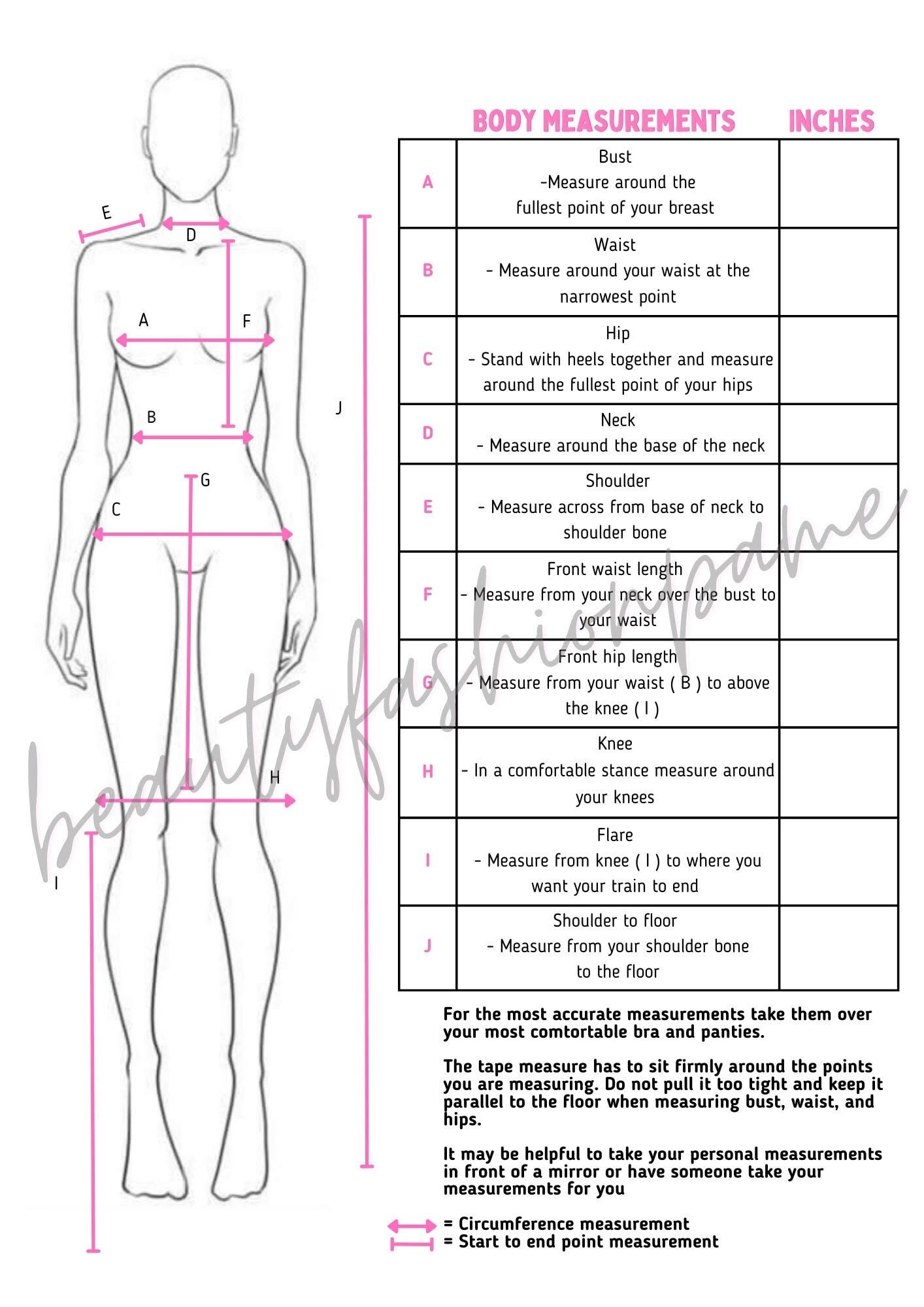 Printable Body Measurement Sewing Guide Etsy UK
