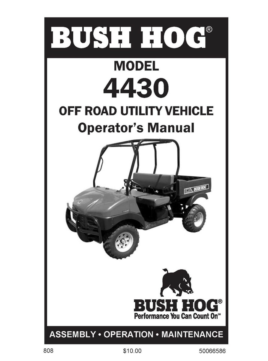 Side By Side Operators Maintenance Manual Fits Bush Hog 4430 EBay