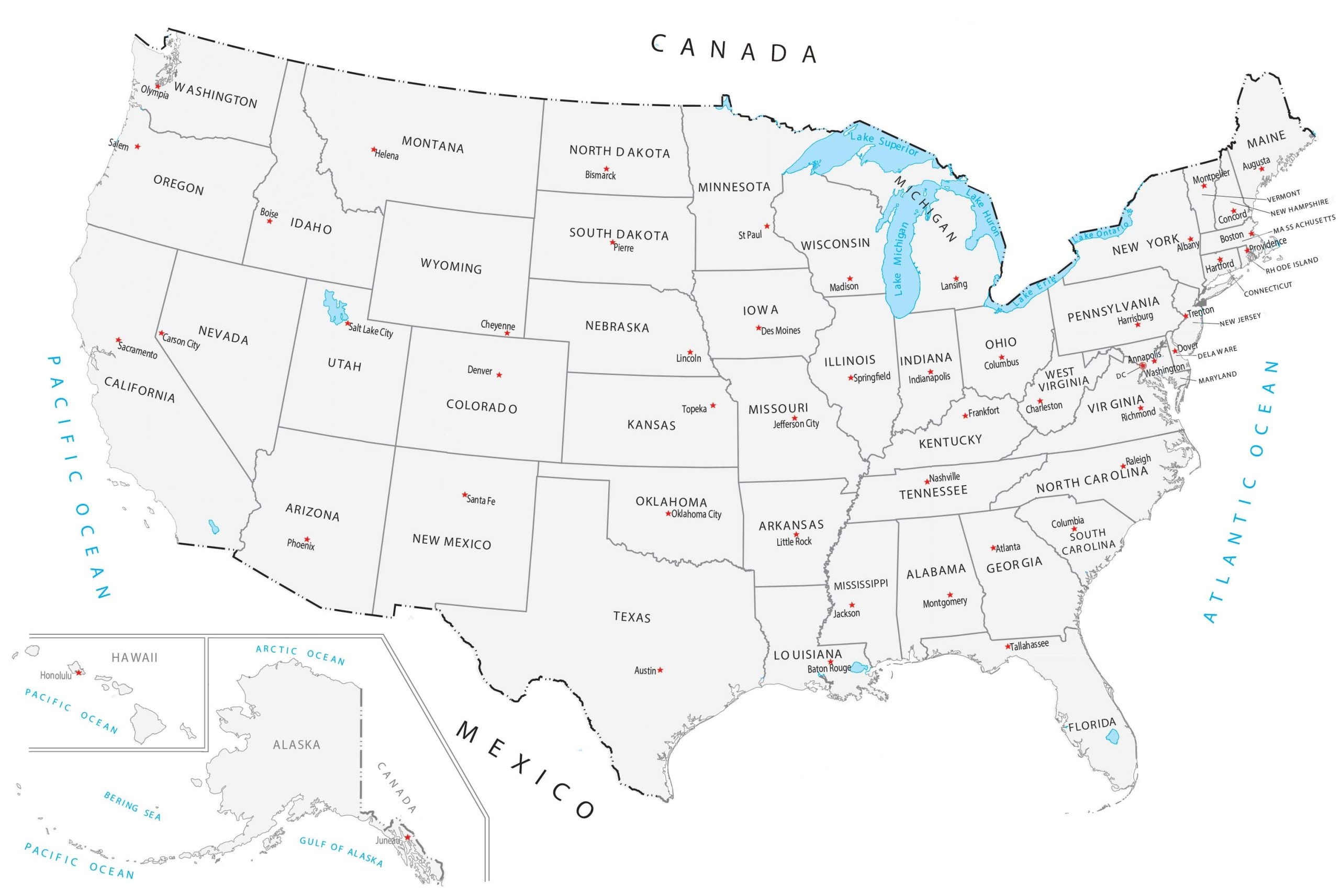 Printable State Map With Abbreviations
