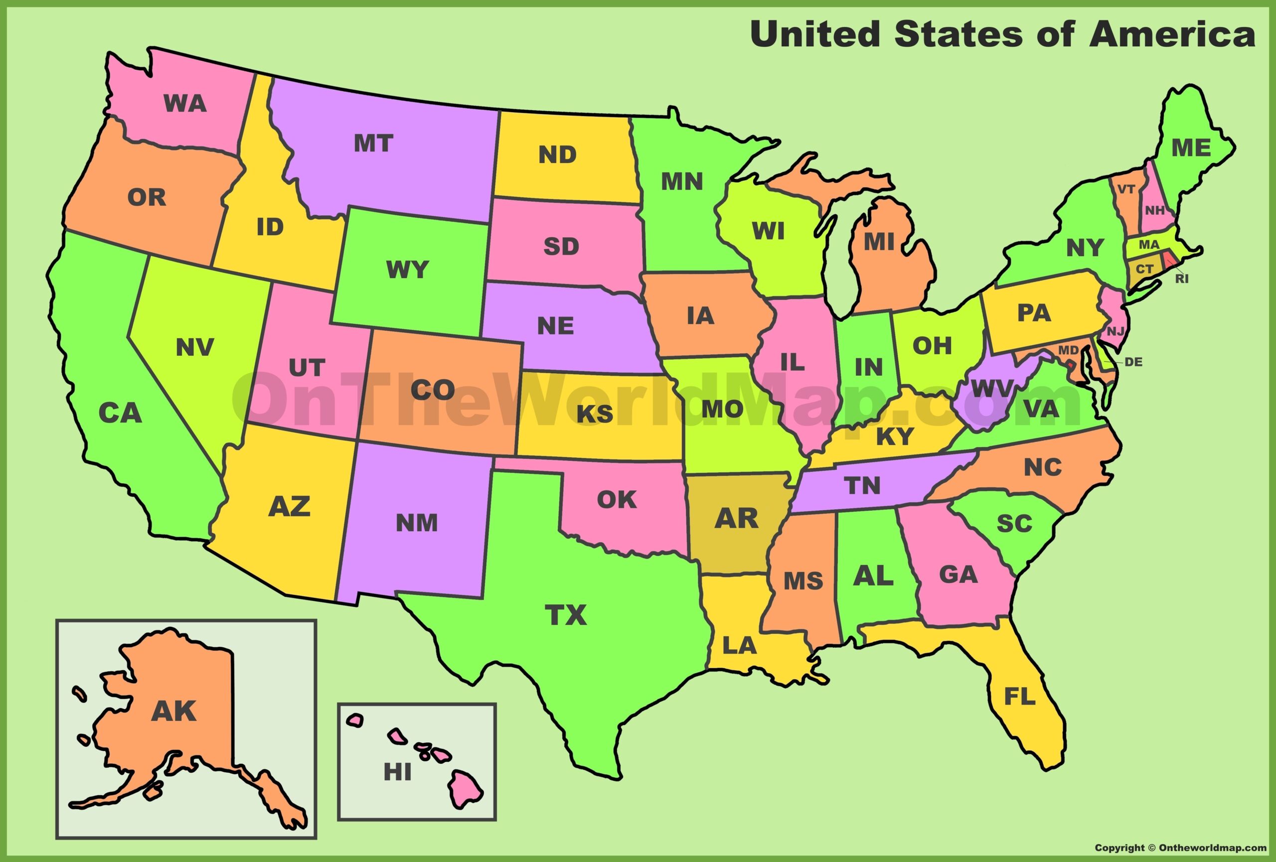 Usa Map With State Abbreviations TPT Worksheets Library