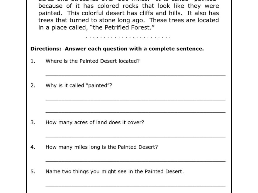 10 Best 4th Grade Reading Worksheets Free Printable Printablee Worksheets Library
