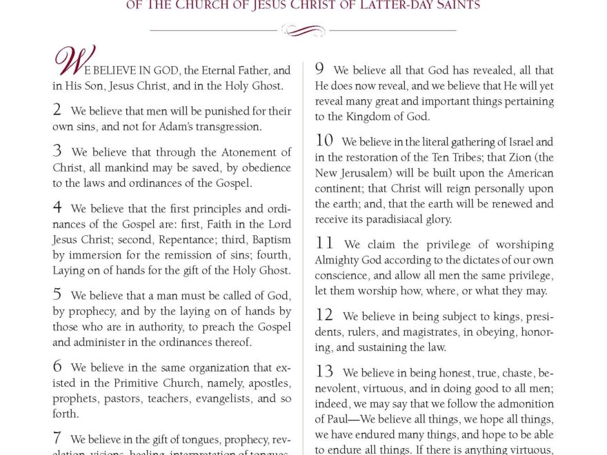 175th Anniversary Of LDS Articles Of Faith LDS365 Resources From The Church Latter day Saints Worldwide