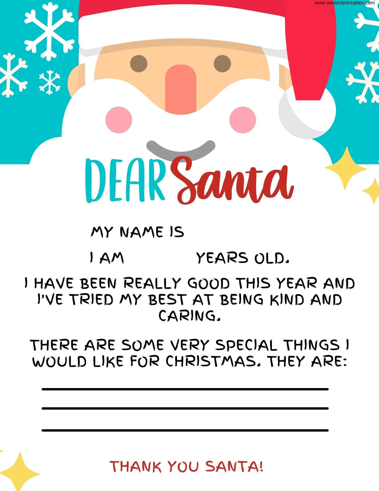 20 Free Printable Letter To Santa Templates World Of Printables Worksheets Library
