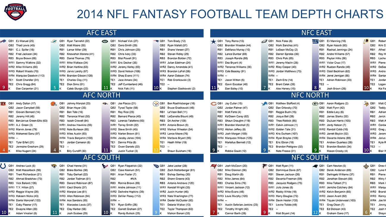 2014 Fantasy Football Cheat Sheets Player Rankings Draft Board Standard PPR ESPN