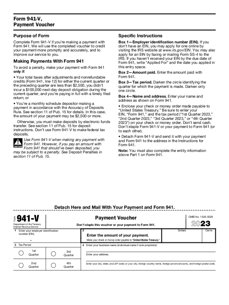 2023 2025 Form IRS 941 V Fill Online Printable Fillable Blank PdfFiller
