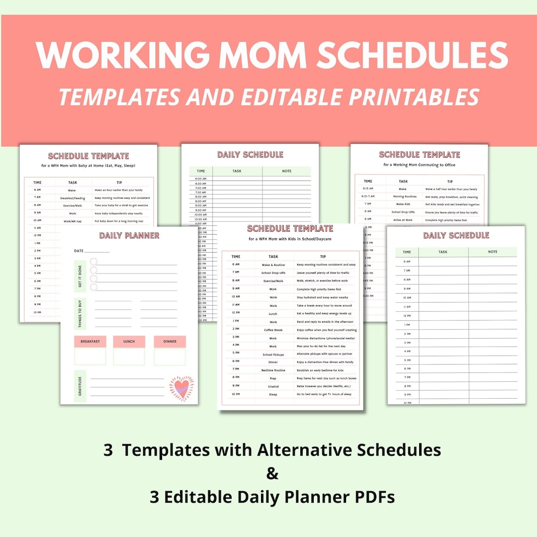 Weekly Schedule Printable Working Mom