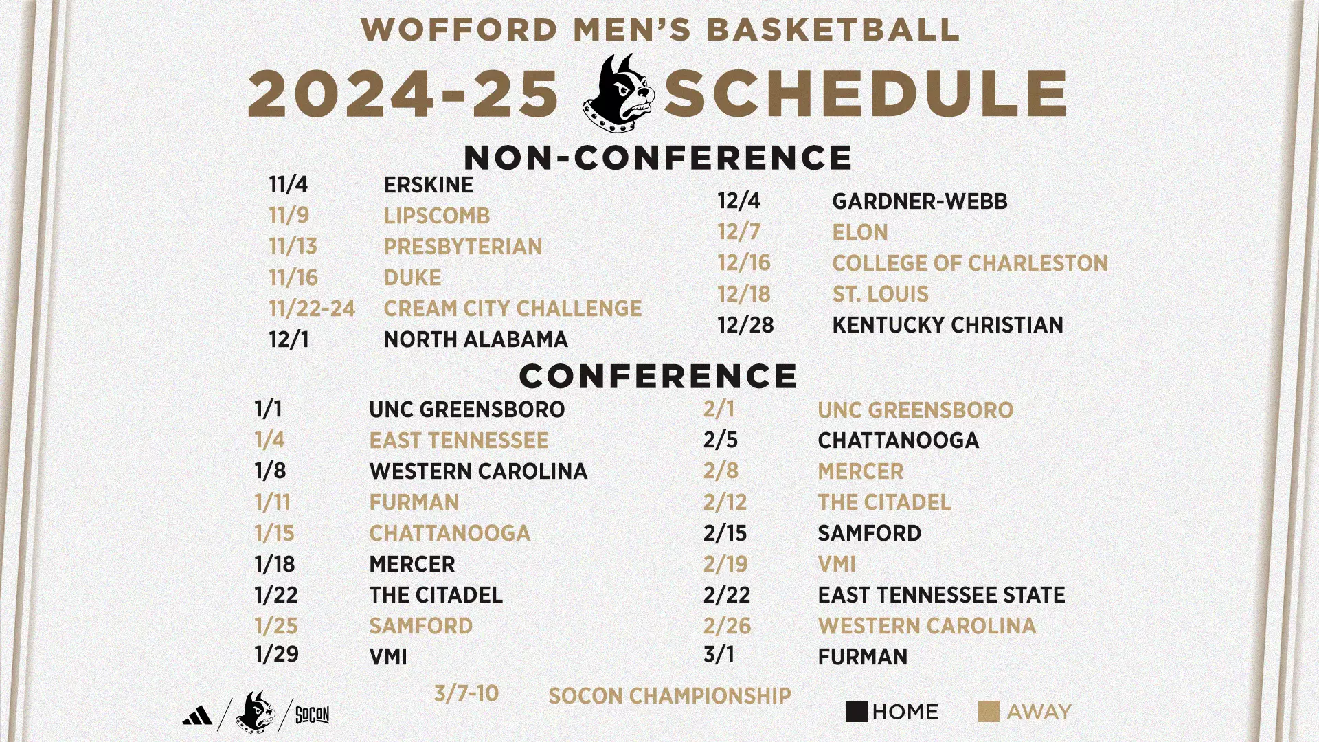 2024 25 Men s Basketball Schedule Released Wofford College Athletics