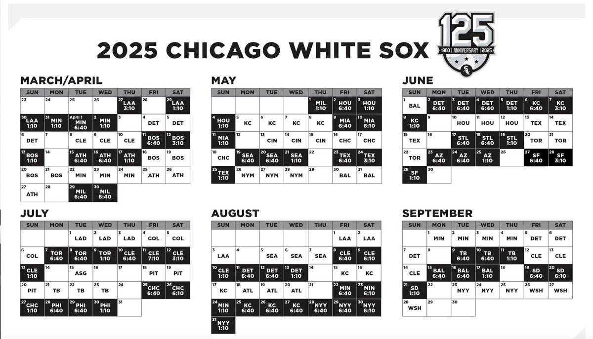 2025 Chicago White Sox Schedule Released South Side Sox