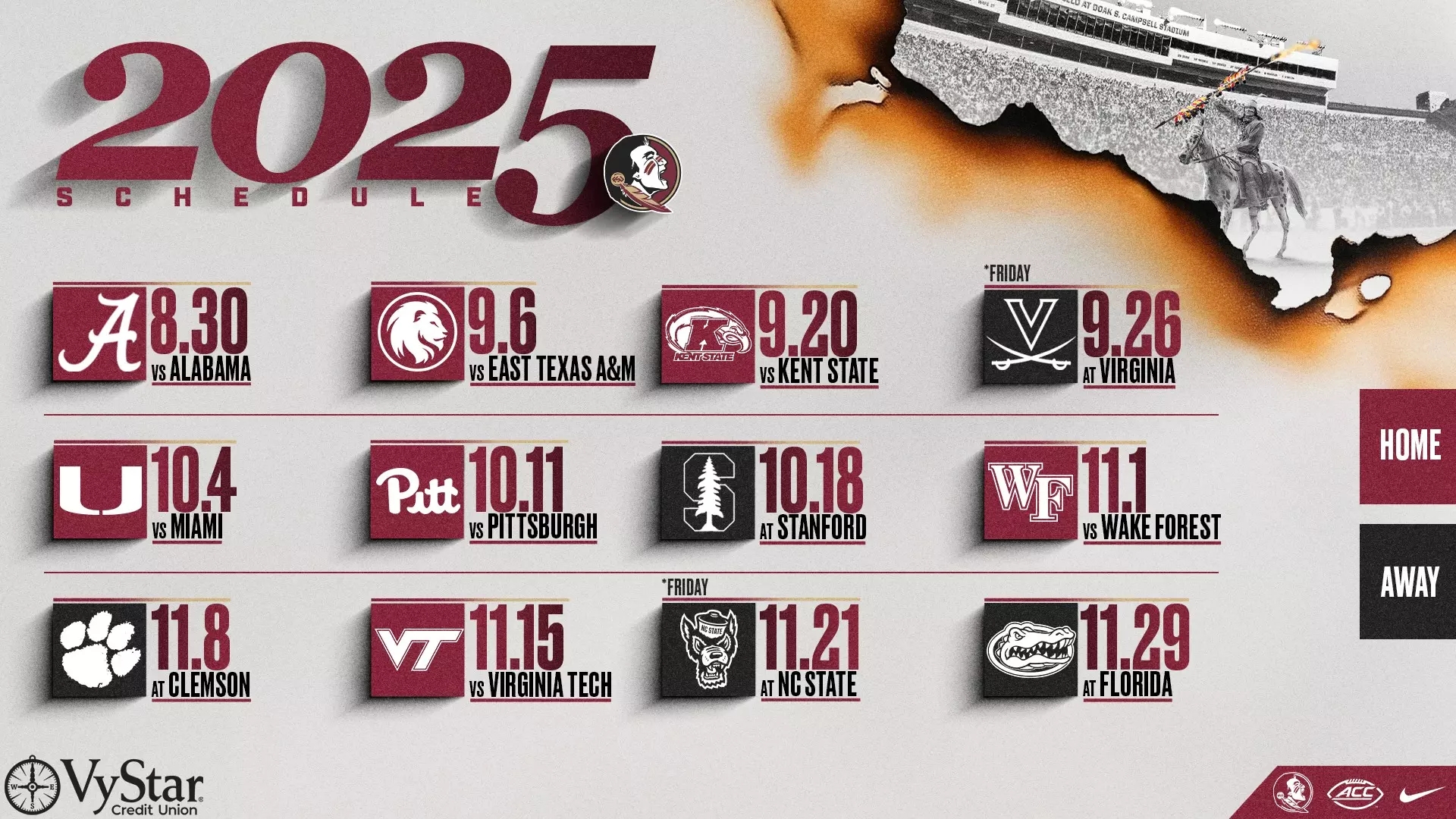 2025 Football Schedule Announced Florida State University