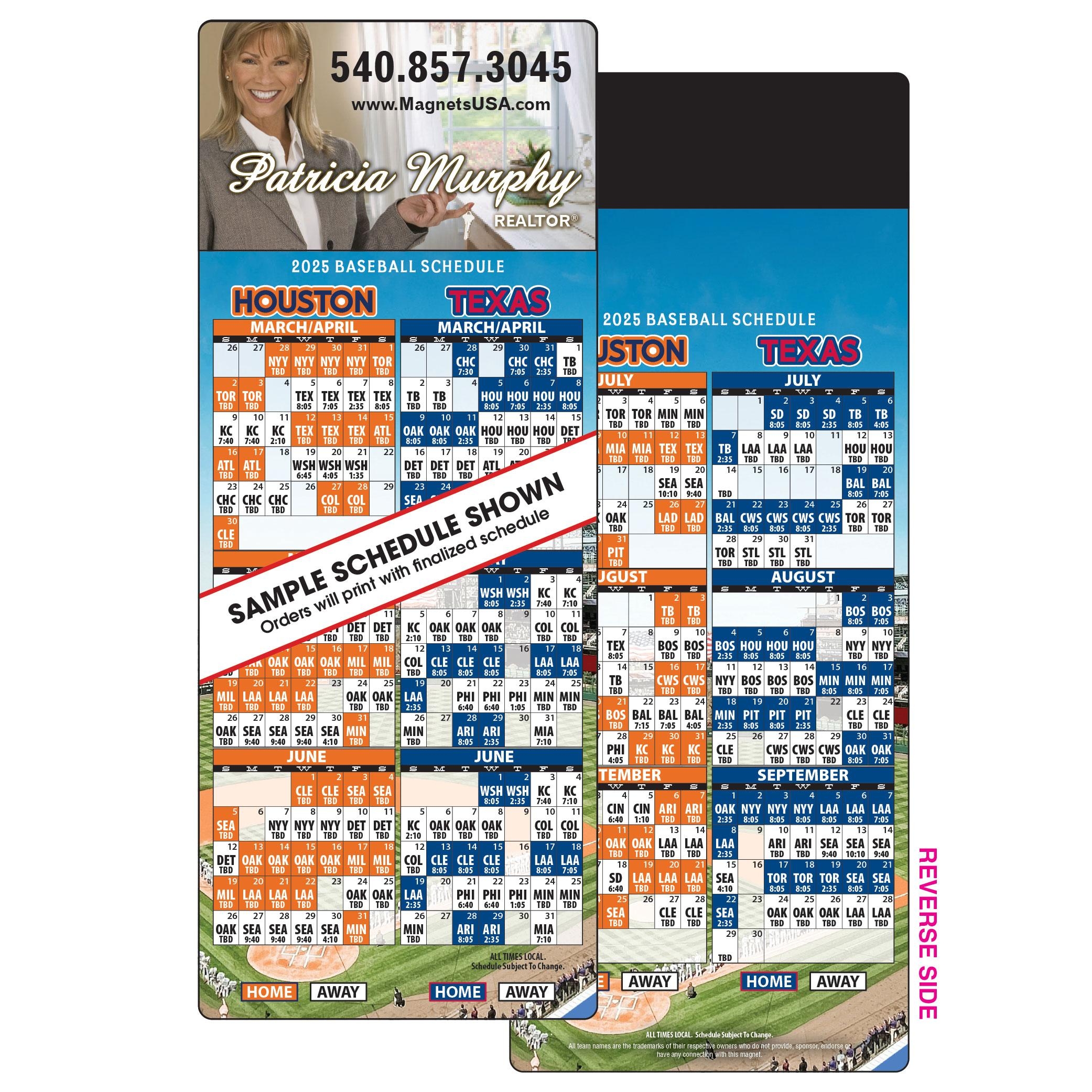 2025 Magnetic Baseball Schedules Magnets USA 