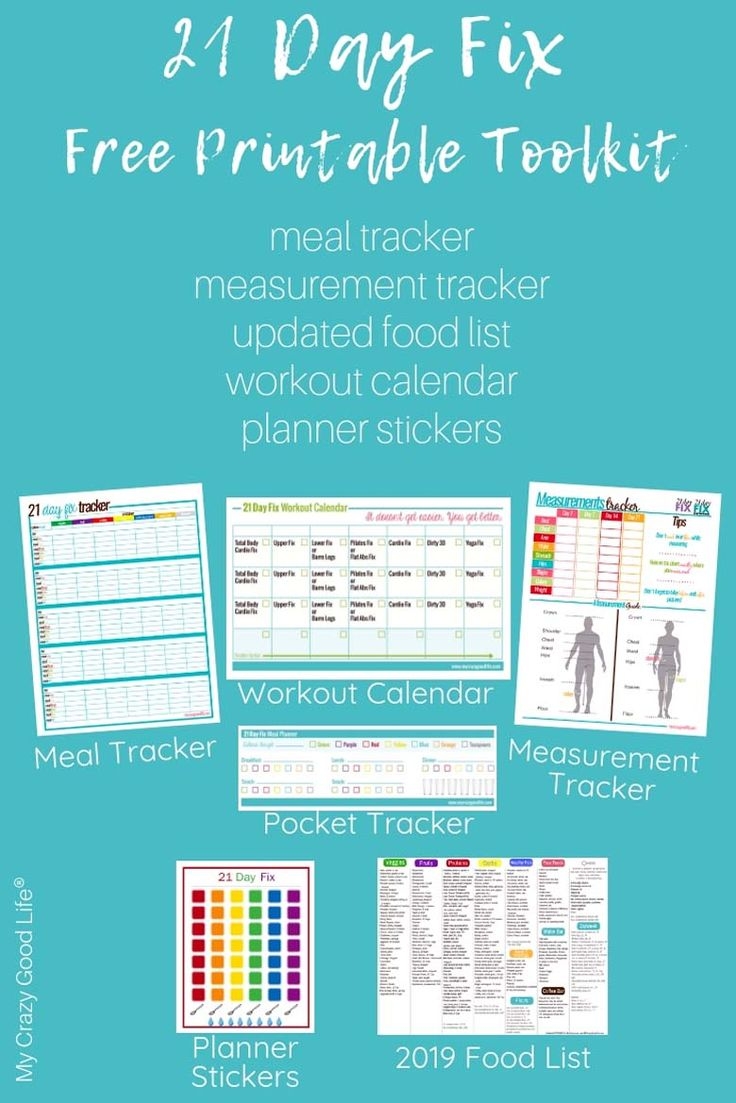 21 Day Fix FREE Printables From My Crazy Good Life