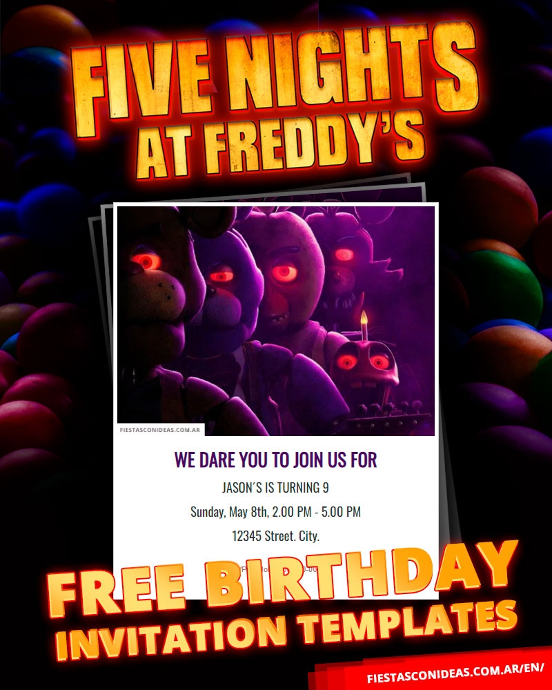 22 FREE Five Nights At Freddys Fnaf Invitations Templates For Birthdays