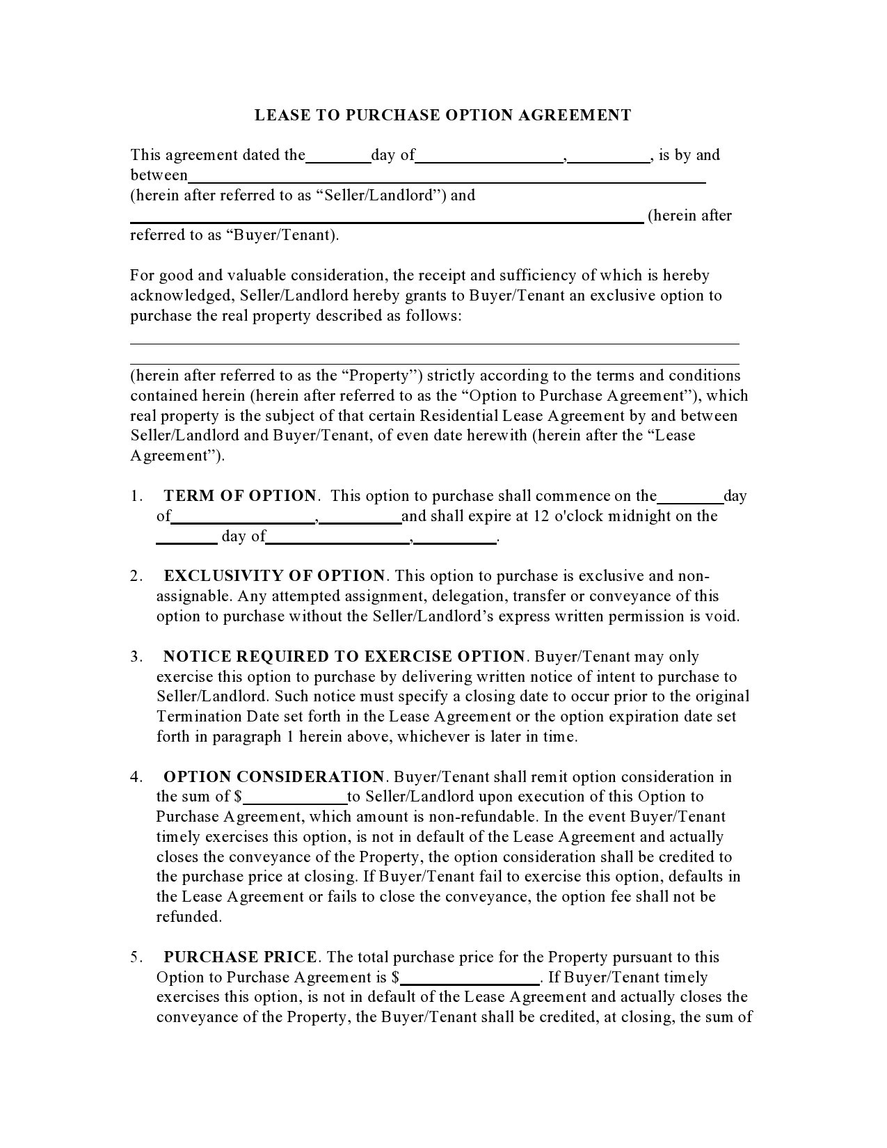 30 Free Rent To Own Contracts Templates TemplateLab