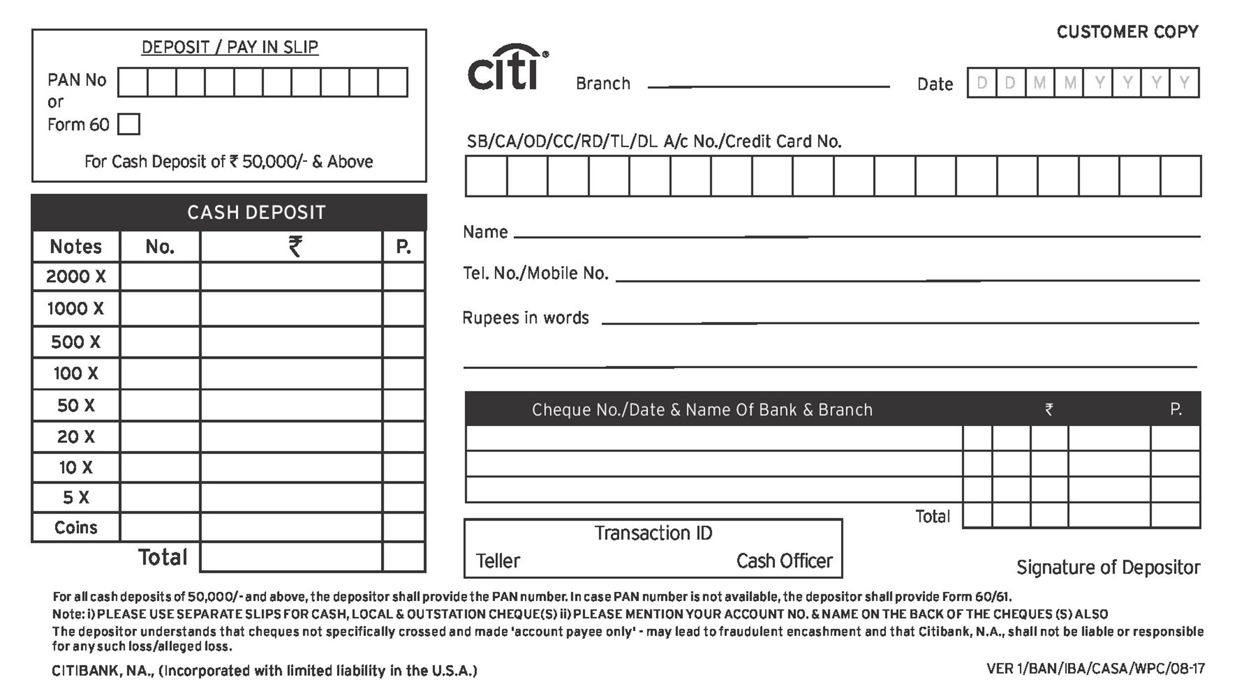 Free Printable Deposit Slips Template
