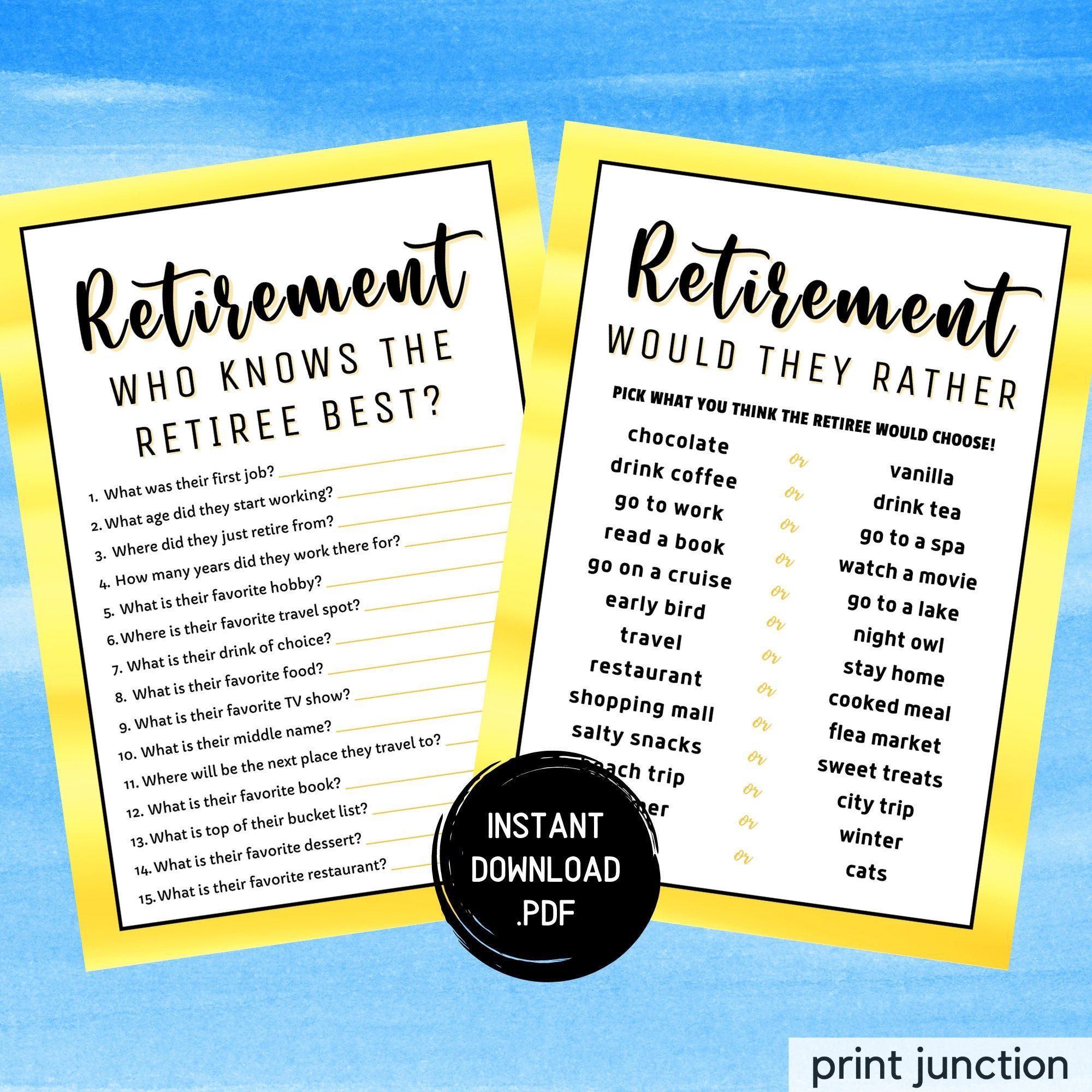 Retirement Party Games Free Printable
