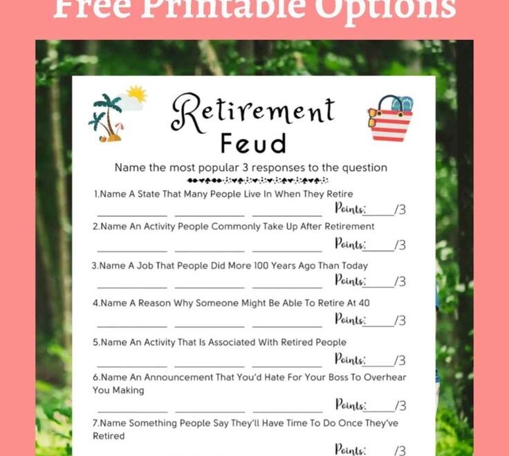 37 Retirement Party Games Free Printable Options Fun Party Pop