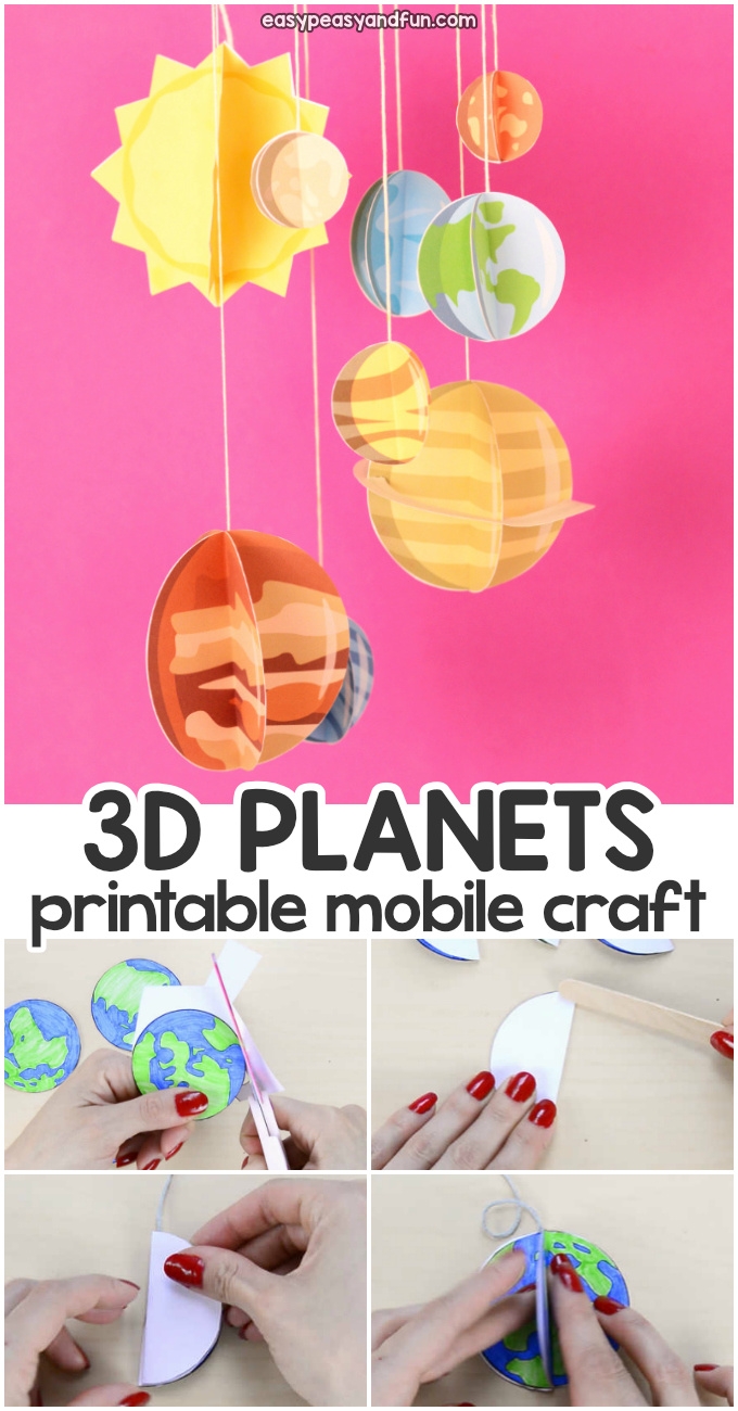 3D Paper Mobile Planets Craft Template Solar System Craft Easy Peasy And Fun