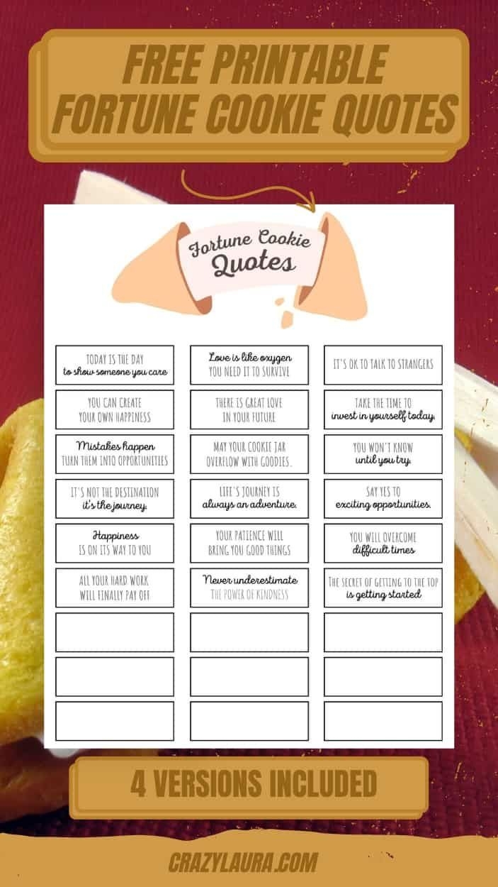 4 Free Printable Fortune Cookie Quotes