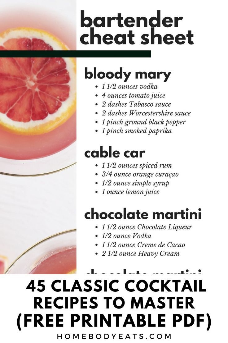 45 Classic Cocktail Recipes Free PDF 