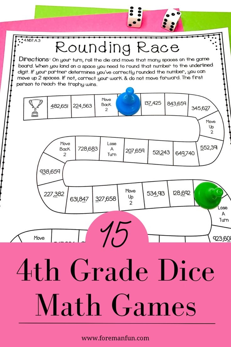 4th Grade Math Games Printable Dice Math Games