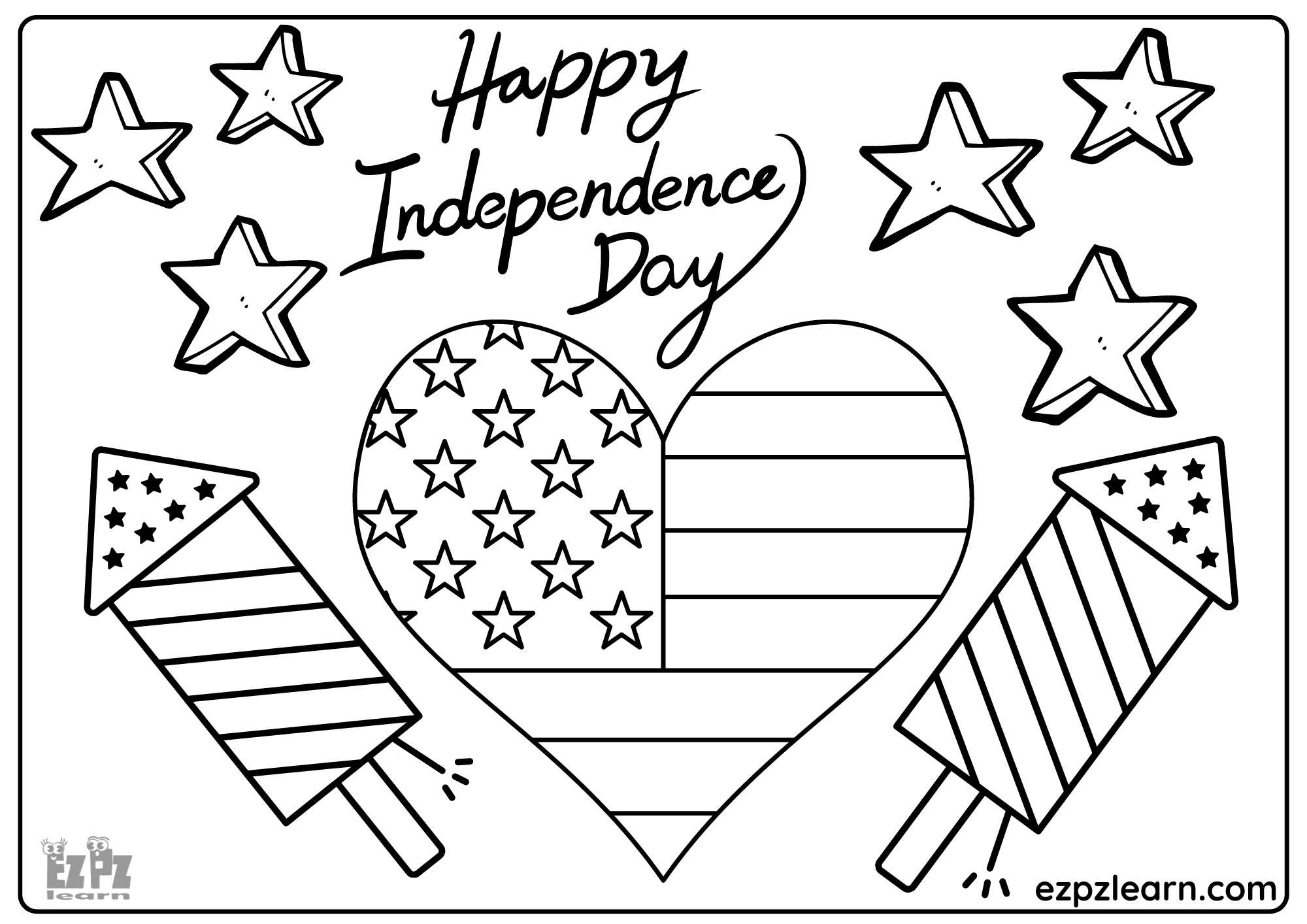 4th Of July Independence Day Coloring Page 3 Ezpzlearn
