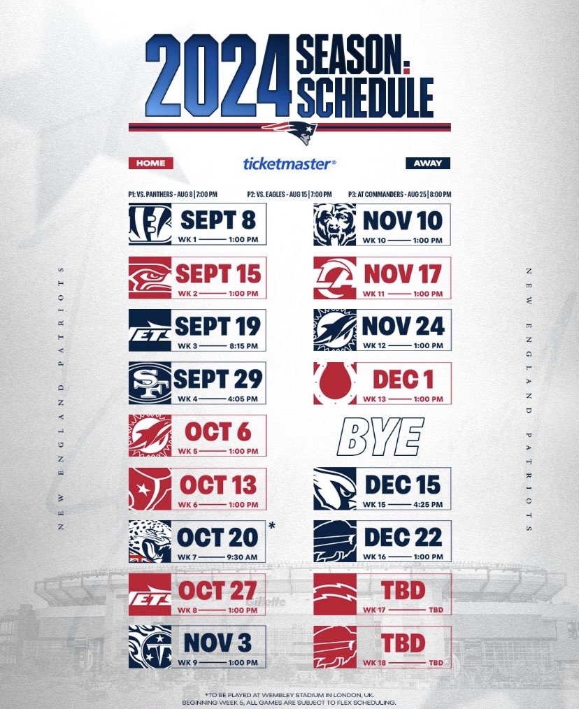 6 Observations On The Patriots 2024 Schedule New England Football Journal 