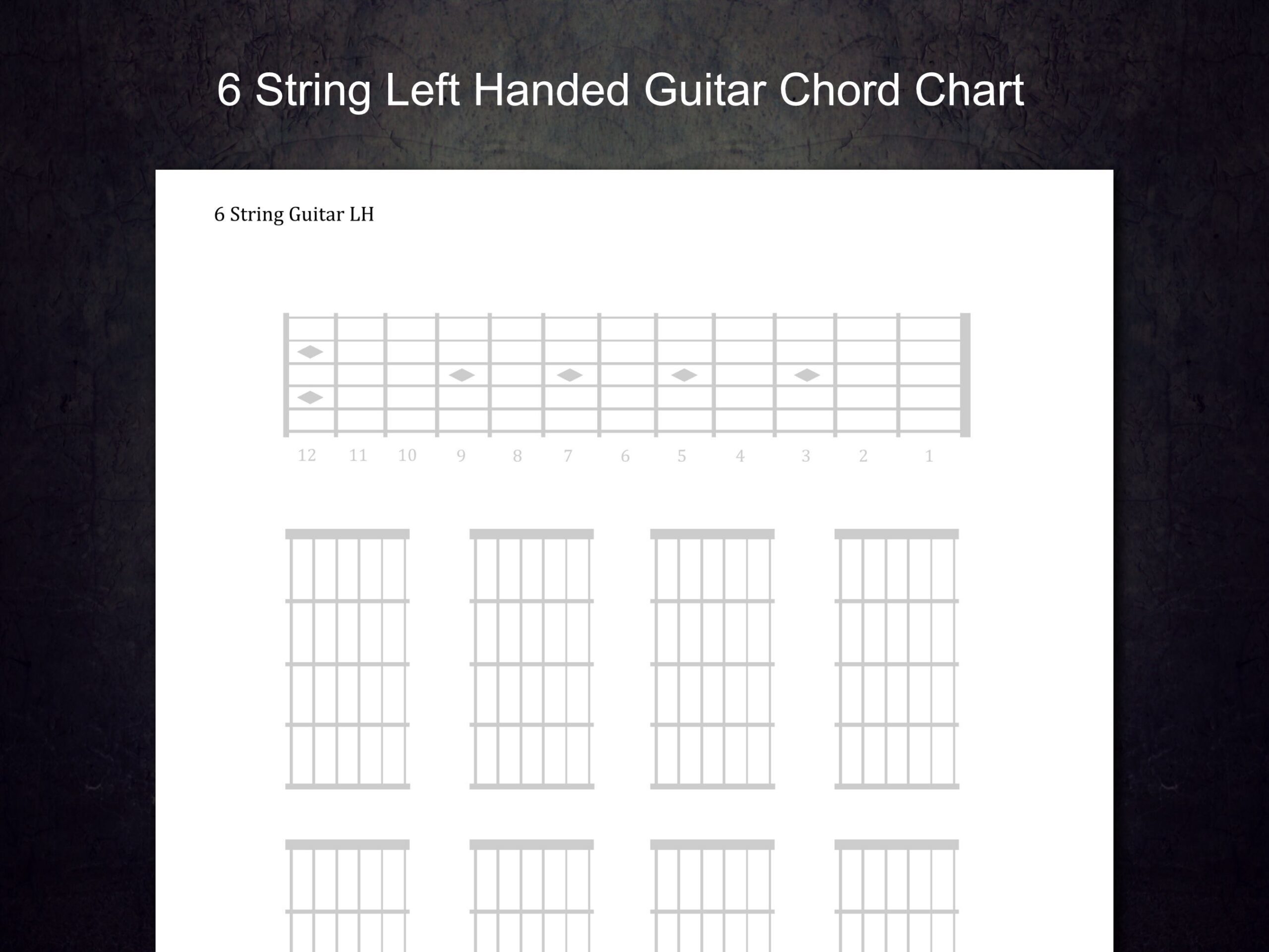 6 String Printable Left Handed Guitar Blank Chord Charts Etsy UK