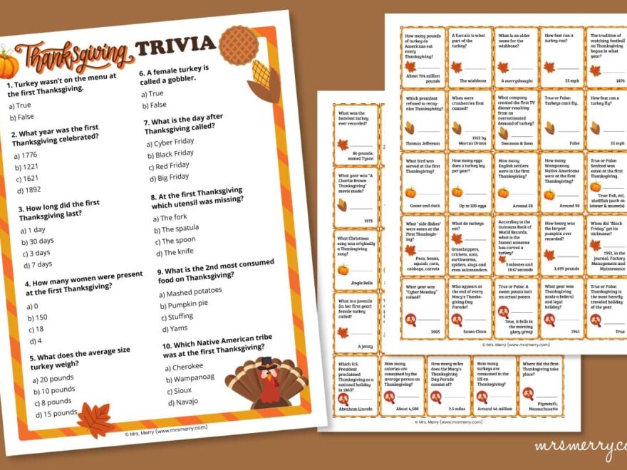 60 Thanksgiving Trivia Questions And Answers Printable Mrs Merry